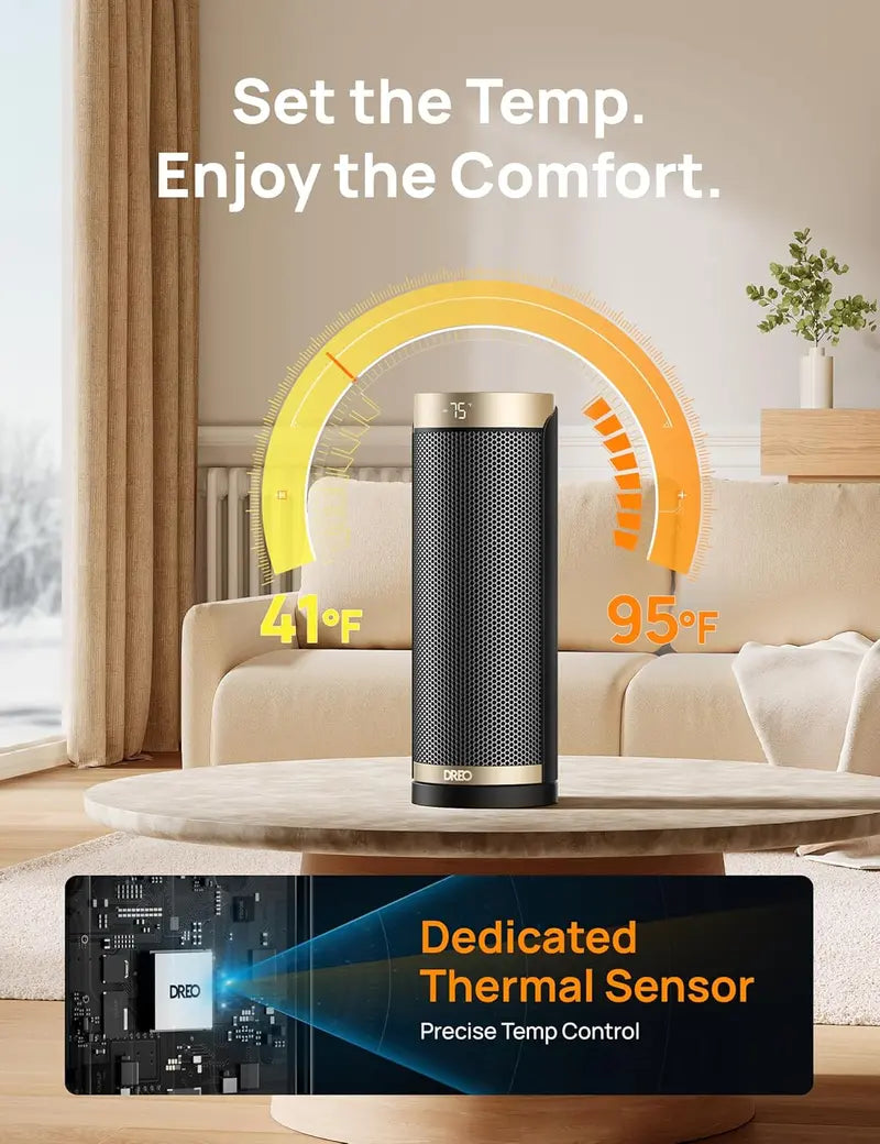 Quiet 1500W Portable Space Heater: Thermostat-Controlled Indoor Electric Heater for Small to Medium Rooms