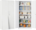 Heavy-Duty Lockable Metal Storage Cabinet – 71-Inch Black Steel Unit with Six Shelves for Garage, Office, or Workshop Use