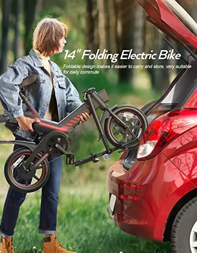 Sailnovo 14″ Folding Electric Bike – Lightweight E-Bike for Adults & Teens with Integrated Lithium Battery