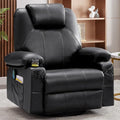 Premium Swivel Rocker Recliner with Heat & Massage – 360° Rotation, USB Port, Cup Holders, Brown Leather