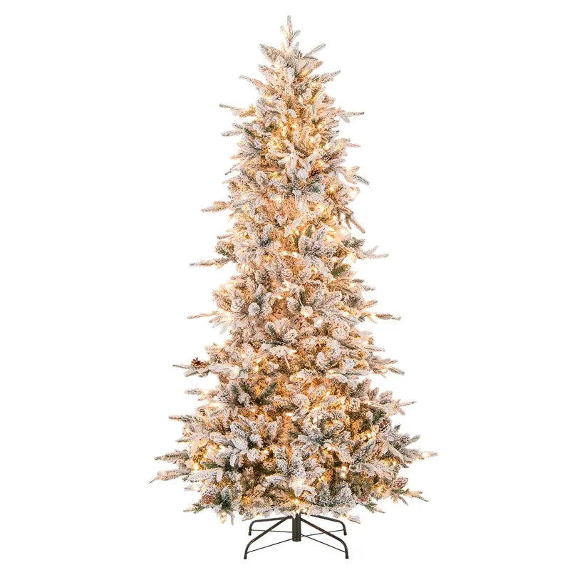Pre-Lit Flocked Christmas Tree with Traditional Warm-White Incandescent Bulbs