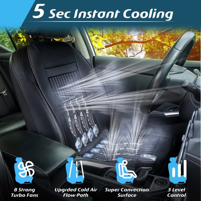 Paffenery 3-in-1 Heated Cooling Car Seat Cover with Massage, Universal Fit, Leather, 12-24V