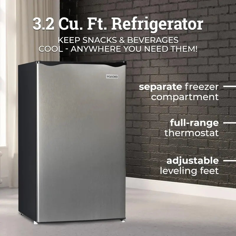 Igloo 3.2 Cu. Ft. Compact Single-Door Refrigerator with Freezer Compartment