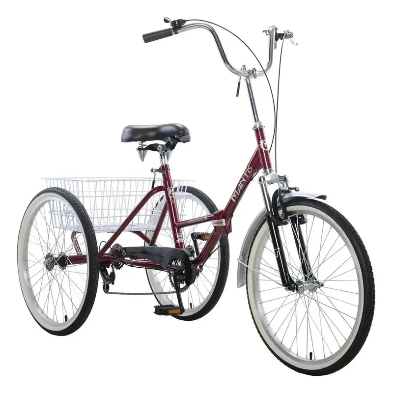 Mantis Tri-Rad 24″ Folding Tricycle – 6-Speed Adult Trike with Compact Design & Easy Transport