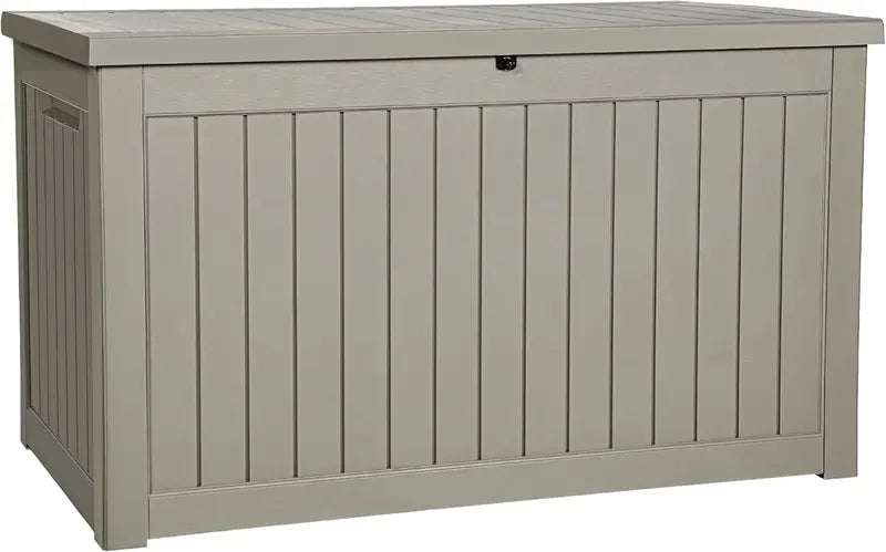 YITAHOME XXL 230 Gallon Lockable Outdoor Storage Deck Box, Resin, Grayish-White, for Patio Furniture & Garden Tools