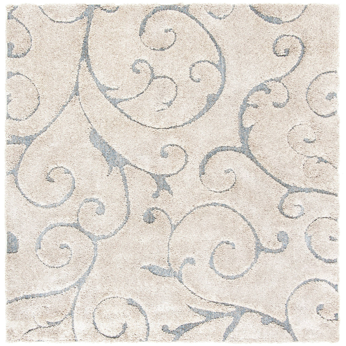 Safavieh Florida Shag SG455 6'7" x 6'7" Square Area Rug - Cream/Light Blue