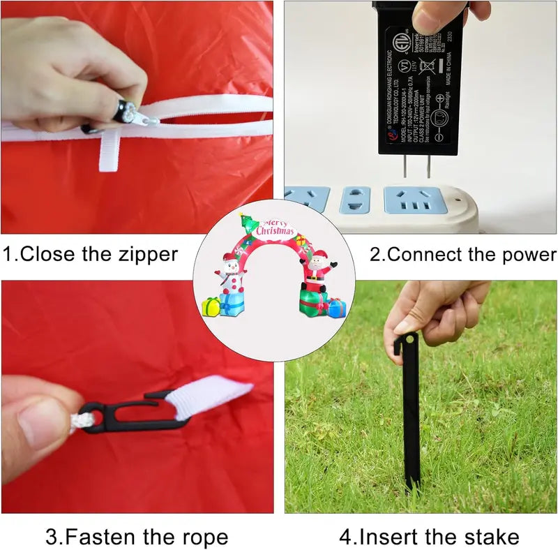 ZXSWONLY 12.5FT Christmas Inflatable Archway with Santa & Snowman, LED Lit, Weather Resistant Polyester for Indoor/Outdoor Holiday Decor