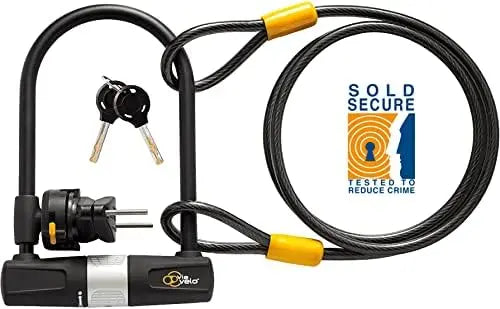 Via Velo Heavy-Duty 14mm U-Lock with 10mm Cable, Mounting Bracket for Road, Mountain, Electric & Folding Bikes