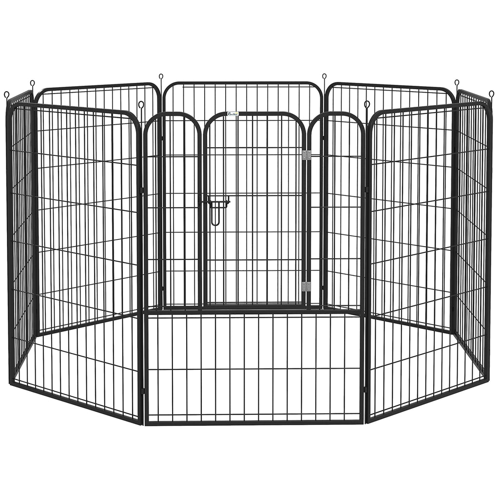 PawHut Welpenauslauf Freigehege Laufstall für Haustier Laufgitter Laufstall Hundegehege individuell gestaltbare Form mit Tür Metall 80 x 100 cm  Schwarz