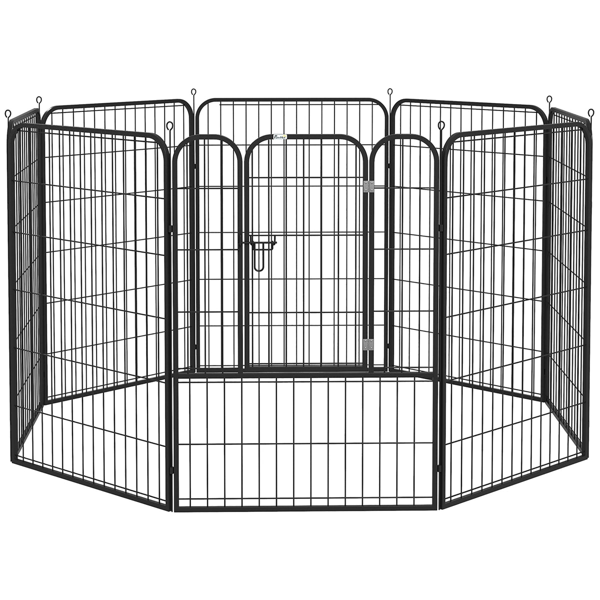 PawHut Welpenauslauf Freigehege Laufstall für Haustier Laufgitter Laufstall Hundegehege individuell gestaltbare Form mit Tür Metall 80 x 100 cm  Schwarz