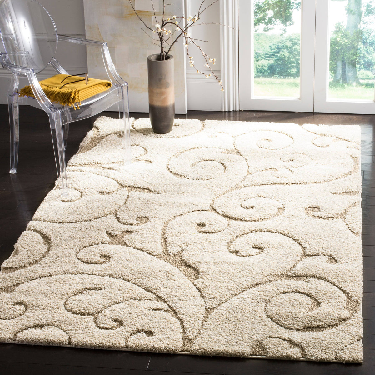Safavieh Florida Shag SG455-1113 8'6" x 12' Cream/Beige Area Rug
