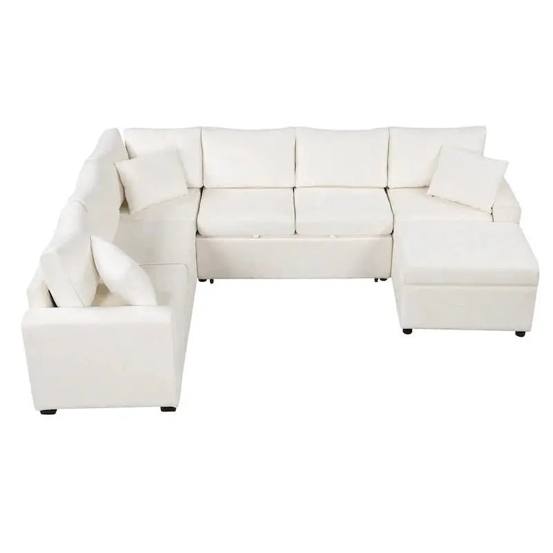 Modular Sectional Sofa Bed – Pull-Out Sleeper Convertible with Comfortable Mattress Support