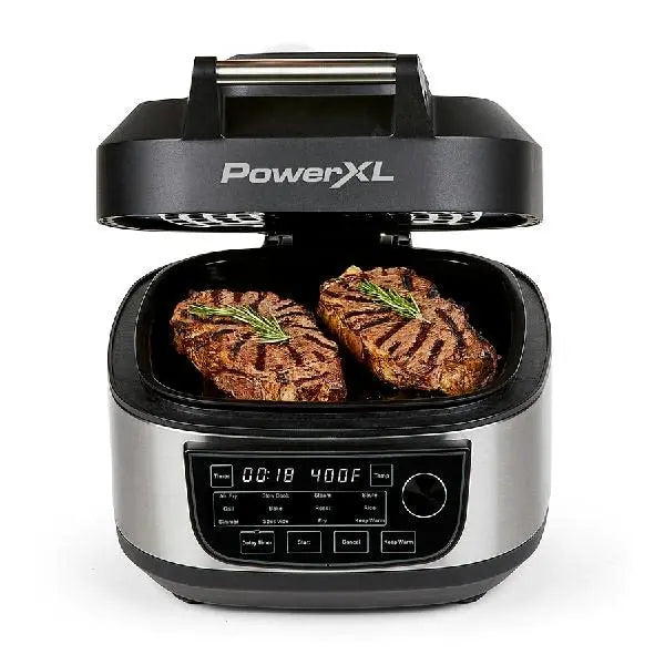 PowerXL Grill & Air Fryer Combo Plus – 12-in-1 Indoor Cooker with 6-Qt Capacity, 1550W Power, and Stainless Steel Housing