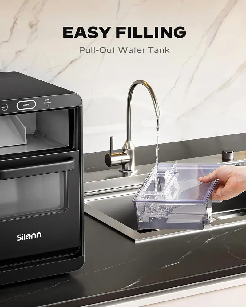 Silonn Countertop Nugget Ice Maker – Compact Design with Pull-Out Water Reservoir and Easy-Remove Ice Basket