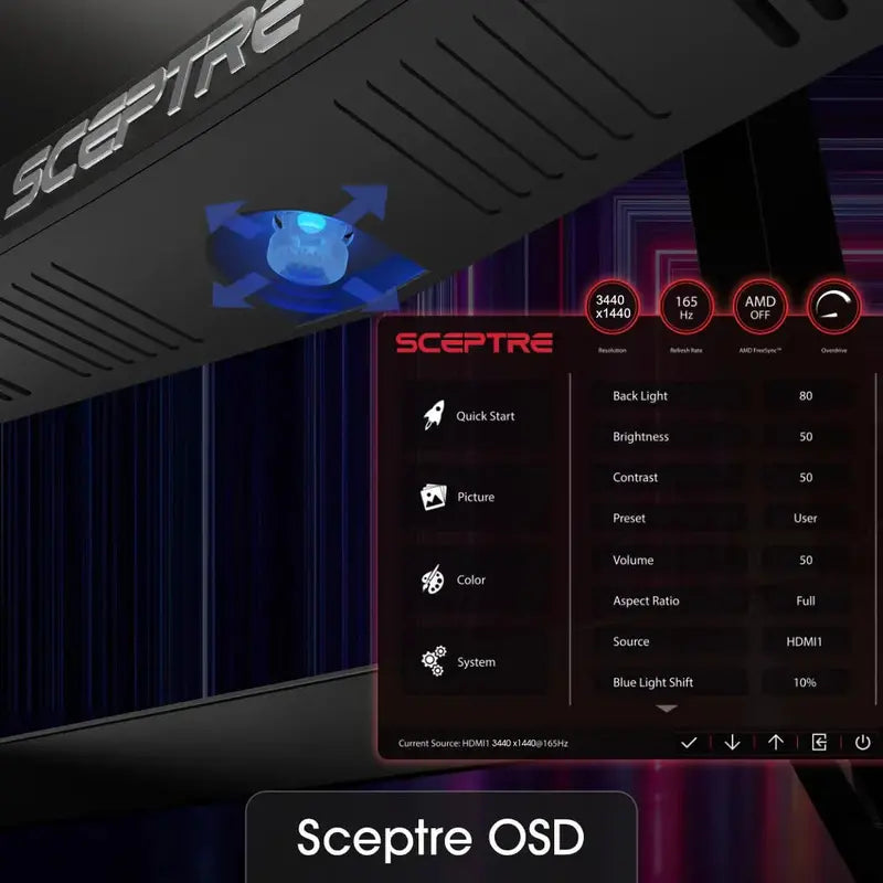 Sceptre 34-Inch Ultrawide WQHD Gaming Monitor – 165Hz Refresh Rate, Curved Design