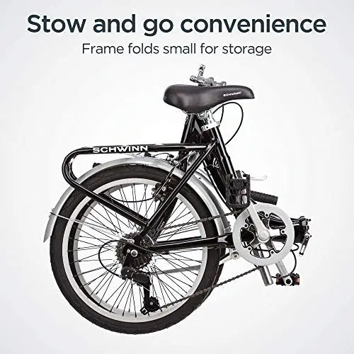 Schwinn Loop Folding Adult Bike – 20-Inch Wheels, 7-Speed Shimano Drivetrain, Lightweight Aluminum Frame