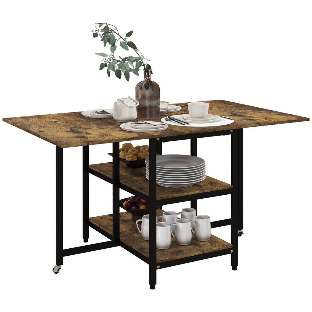 HOMCOM Esstisch Klapptisch klappbarer Esstisch, Industriedesign, 140 cm x 80 cm x 75 cm, Braun + Schwarz