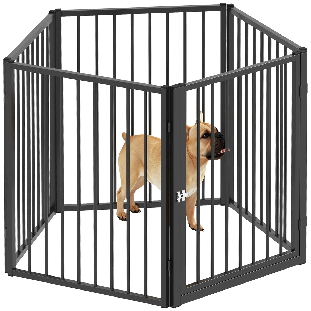 PawHut Hundepark, Tierpark, 5 Paneele, tragbarer faltbarer Zaun, sicher, schwarz