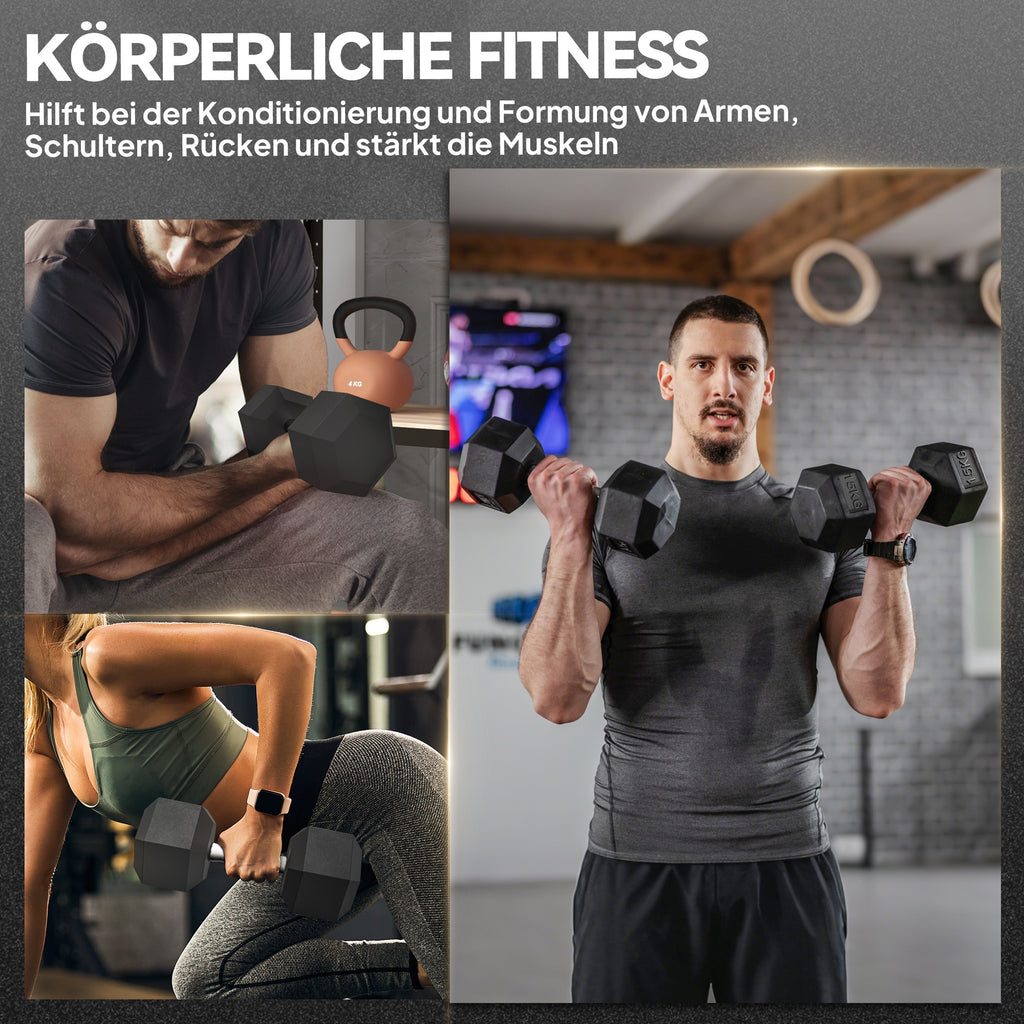 HOMCOM Hanteln mit gerändeltem Griff, Kurzhantel aus Gusseisen, 2 x 15kg, Kurzhanteln für Männer und Frauen