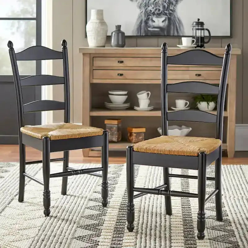 Simple Living Jessie Ladder-Back Dining Chairs – Set of 2 Classic Wooden Seat Designs