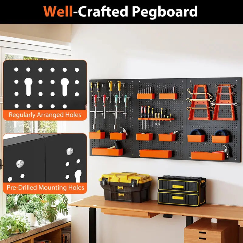 Pegboard Wall Organizer System – Adjustable Hammer Racks, Tool Holders & Hook Kit