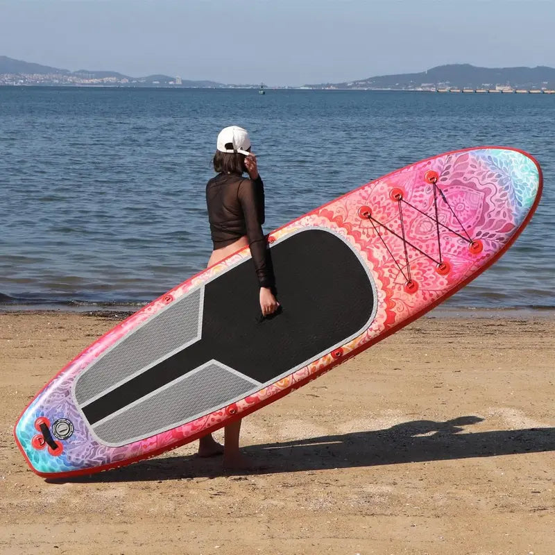Wide Inflatable SUP Board Bundle – Comes with Carry Bag, Hand Pump, 10L Dry Bag & Height-Adjustable Paddle