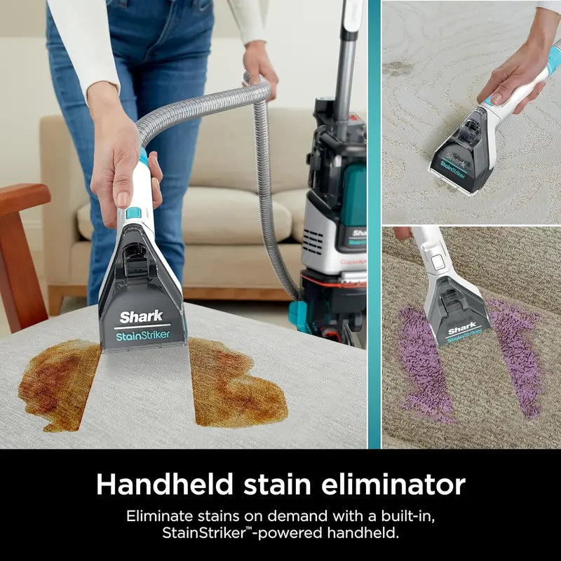 Shark CarpetXpert EX201 Deep-Clean Carpet Cleaner – Cyan Unit Featuring StainStriker Technology, Pet Stain Removal, and Onboard Tool Storage
