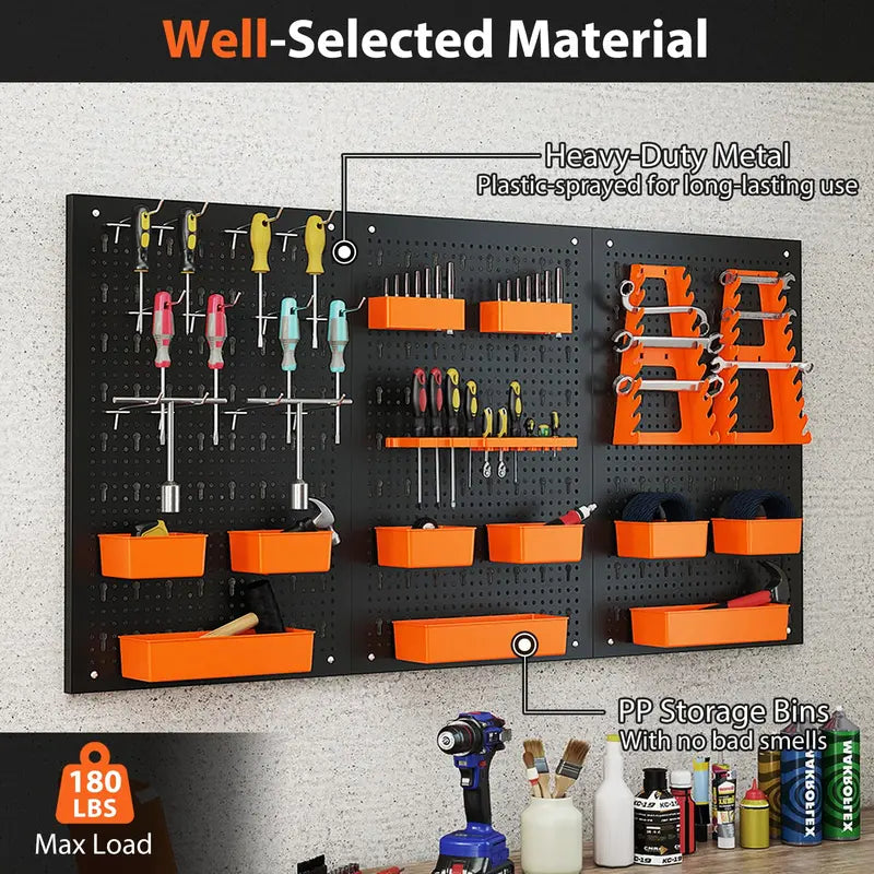 Pegboard Wall Organizer System – Adjustable Hammer Racks, Tool Holders & Hook Kit