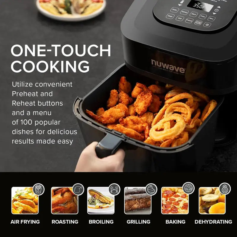 Nuwave Brio 15.5Qt Air Fryer Oven – 1800W Rapid Reheating, Baking & Dehydrating with 50°–425°F Range