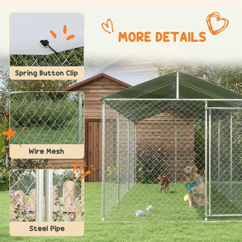 PawHut Heavy-Duty Waterproof Outdoor Dog Kennel – 19.7 ft x 7.5 ft