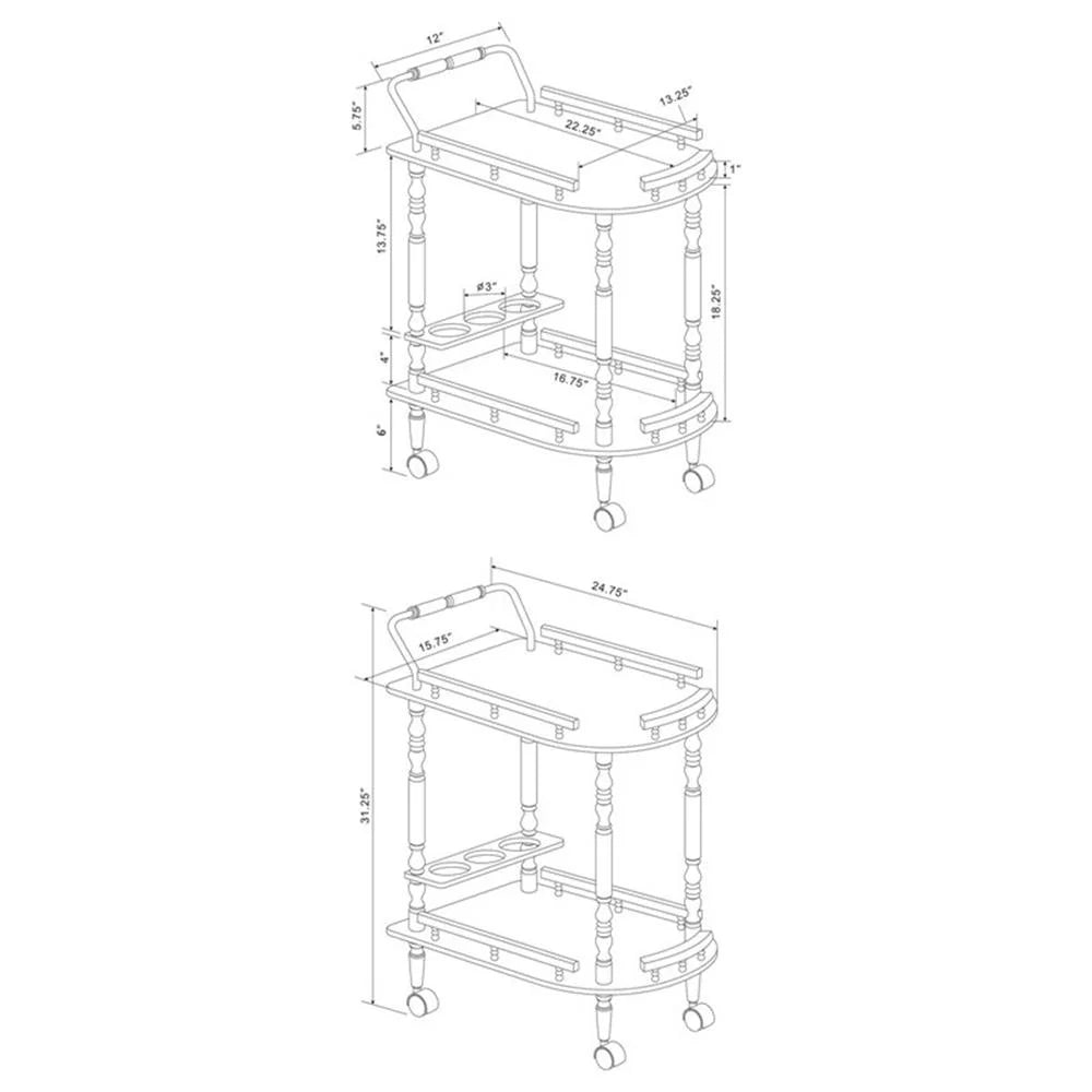 Recreation Room Traditional Merlot Serving Cart