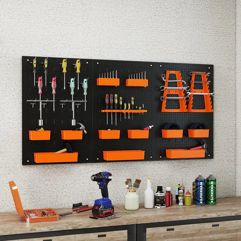 Pegboard Wall Organizer System – Adjustable Hammer Racks, Tool Holders & Hook Kit