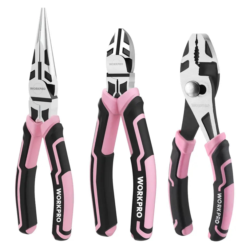 WORKPRO 3-Piece Pliers Set – Needle-Nose, Diagonal, and Slip-Joint