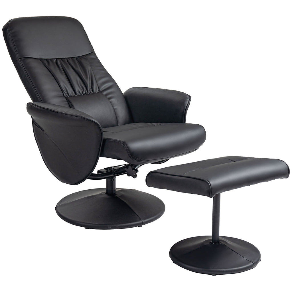 HOMCOM 2-teiliges Sessel-Set Sessel mit Fußhocker Relaxsessel mit Fußhocker, höhenverstellbar, neigbare Rückenlehne, Schwarz