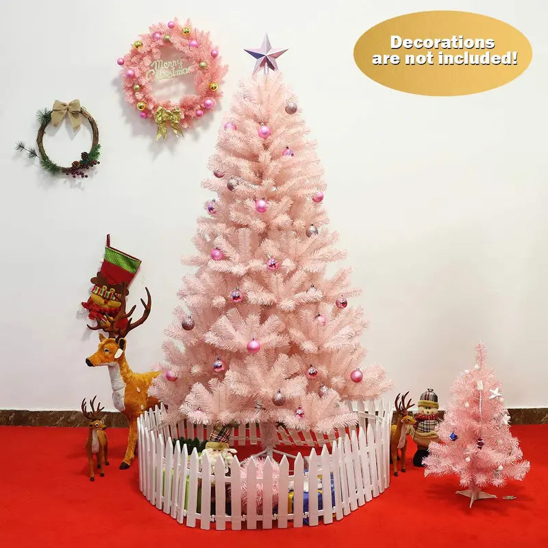 Pink Artificial Christmas Tree – 6ft or 7ft Unlit Premium Hinged Spruce Full-Profile Tree