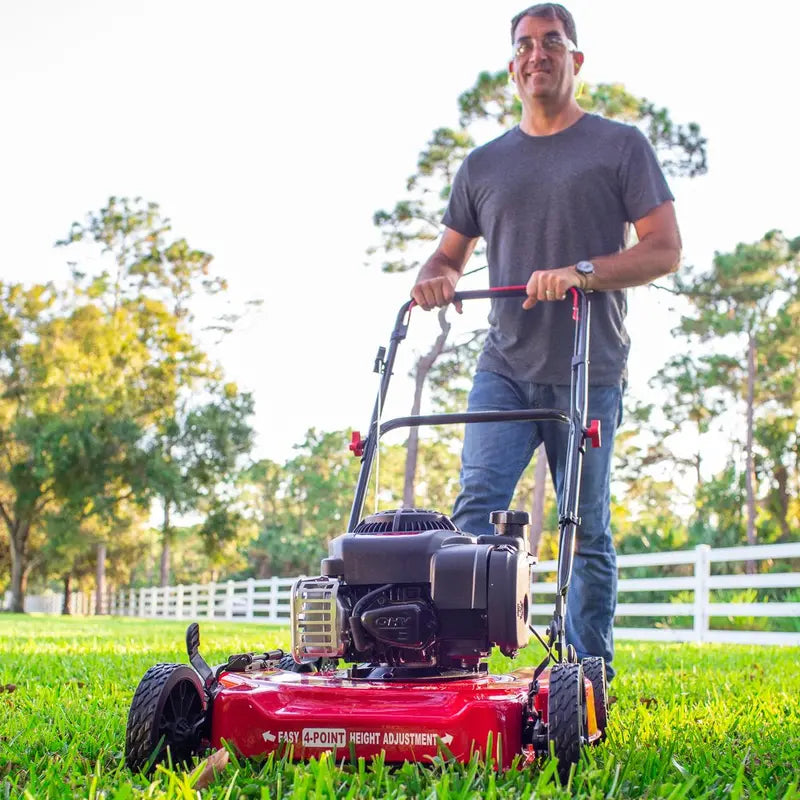 Hyper Tough 20″ Gas-Powered Push Mower — 125cc Briggs & Stratton Engine, Prime N Pull Start, 5-Height Settings