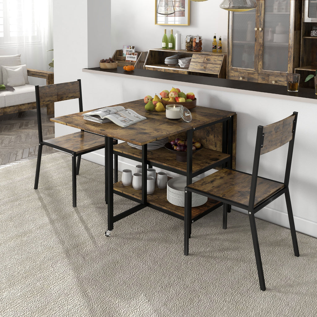 HOMCOM Esstisch Klapptisch klappbarer Esstisch, Industriedesign, 140 cm x 80 cm x 75 cm, Braun + Schwarz