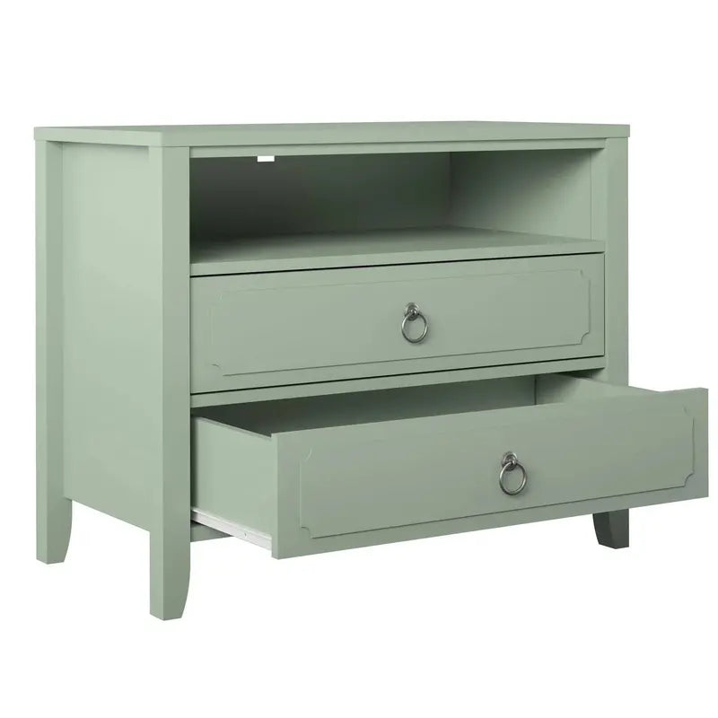 Green Drawer Nightstand for Bedroom Storage