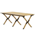 Outsunny Campingtisch Picknicktisch Gartentisch aus Aluminium mit aufrollbarer Platte Naturholzoptik