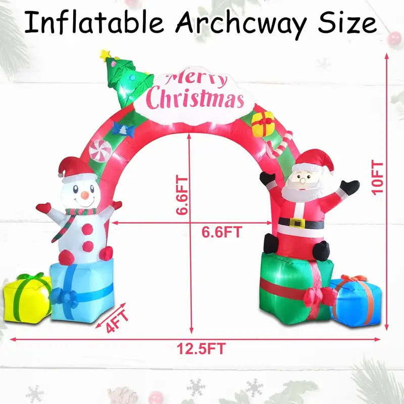 ZXSWONLY 12.5FT Christmas Inflatable Archway with Santa & Snowman, LED Lit, Weather Resistant Polyester for Indoor/Outdoor Holiday Decor