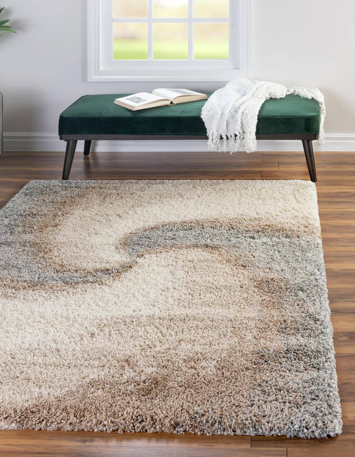 Soft Touch Shag 9x12 Brown Abstract Large Area Rug
