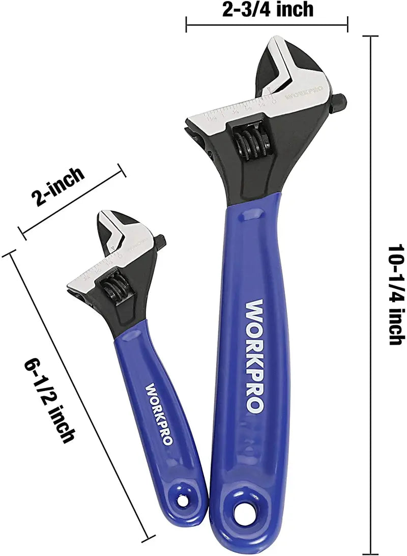 WORKPRO Adjustable Wrench Set – 2-Piece Professional Tool Kit for Home, Garage & Workshop Use