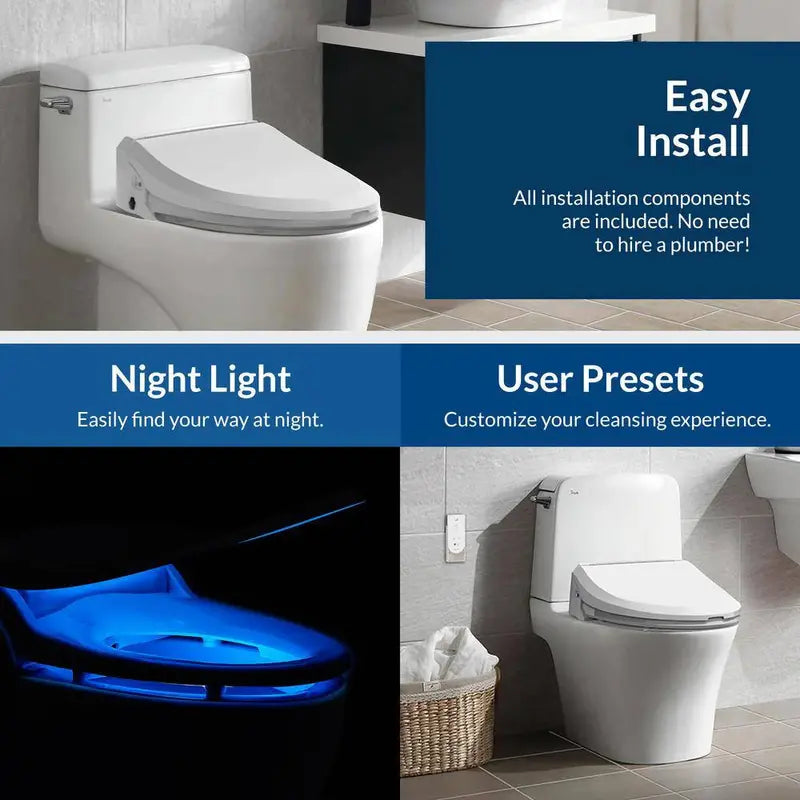 USPA 6800 Electric Bidet Seat – Luxury Elongated Toilet Attachment in White