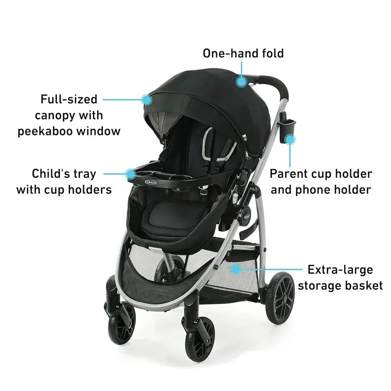 Graco Modes Pramette 3-in-1 Travel System, Stroller & Car Seat Combo, Ellington