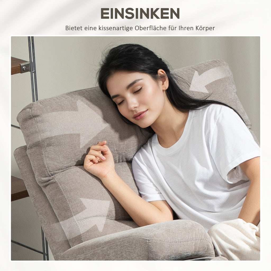 HOMCOM Massagesessel mit Aufstehfunktion, 8 Vibrationsmassagepunkte, Elektrischer Polstersessel mit 2 Fernbedienungen Hellbraun