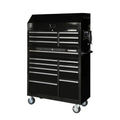 Professional 41-Inch Tool Chest with Cabinet – Gloss Black 16-Drawer Workshop Storage Solution