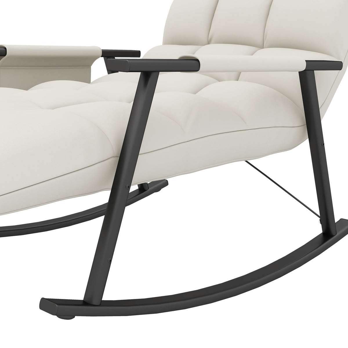 HOMCOM Schaukelstuhl, Stillstuhl Fußstütze und Rückenlehne verstellbar Kapazität 120 kg 60 x 134 x 70 cm Creme