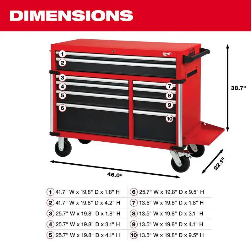 MW Professional 46″ 18-Drawer Tool Storage System – Steel Chest & Cabinet Set (48-22-8546)