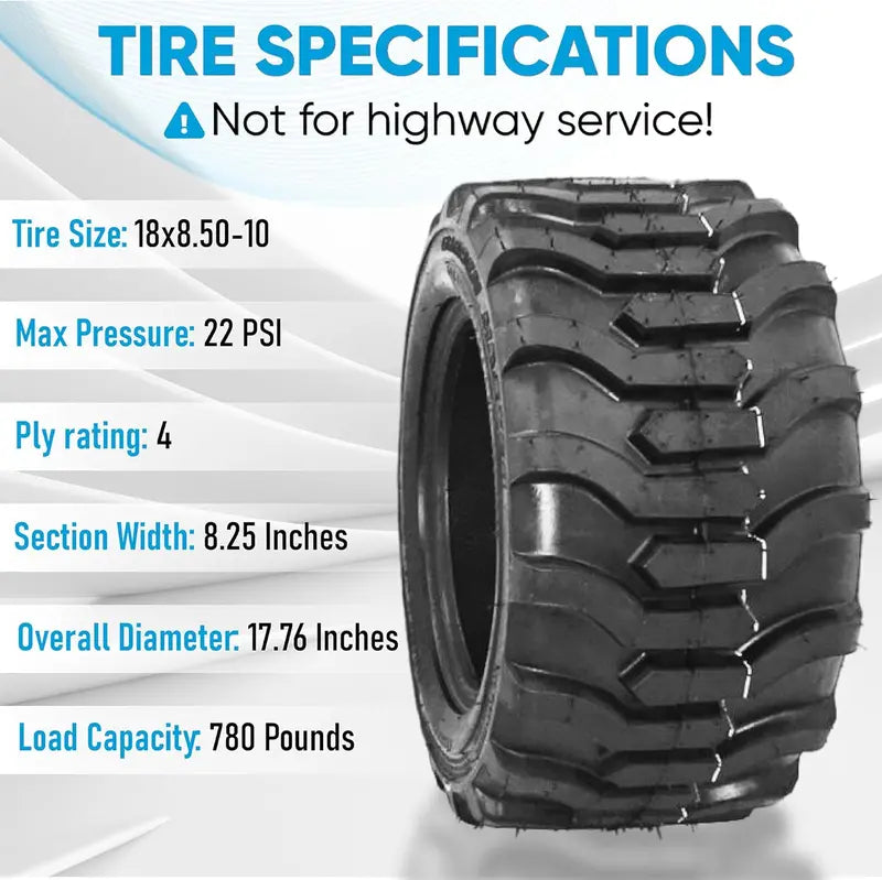 OTR Garden Master 18×8.50-10 R-4 Tractor Tire, 4-Ply, Rim Protection, for Turf Equipment