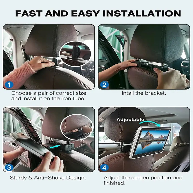 RICILAR Premium 10.5  Dual Screen Portable DVD Player for Car, Black ( 2 x DVD Player .Non-built-in battery )